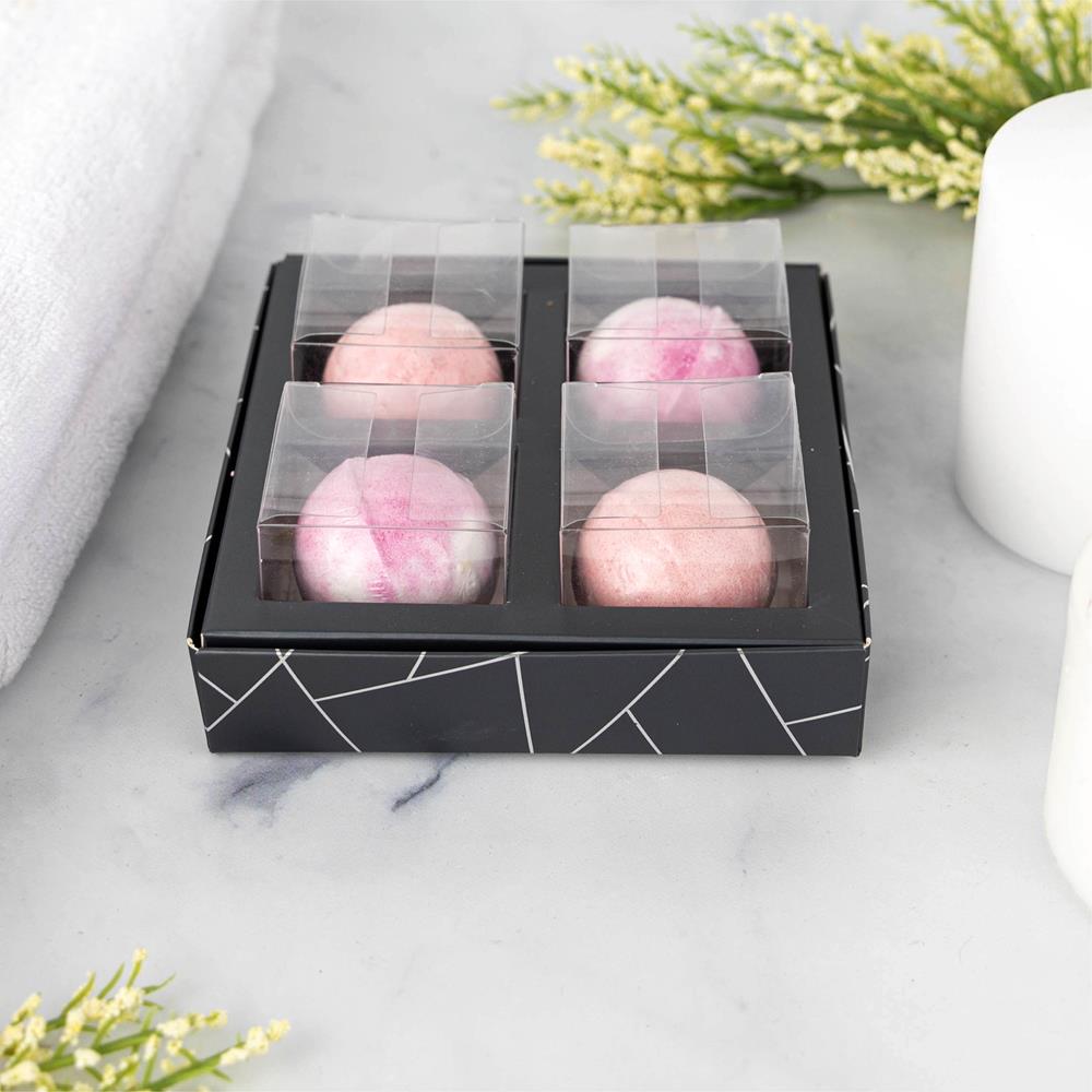 4 Square Shaped Clear Boxes With Square Tray Gray 5.4" X 5.45" X 1.2"