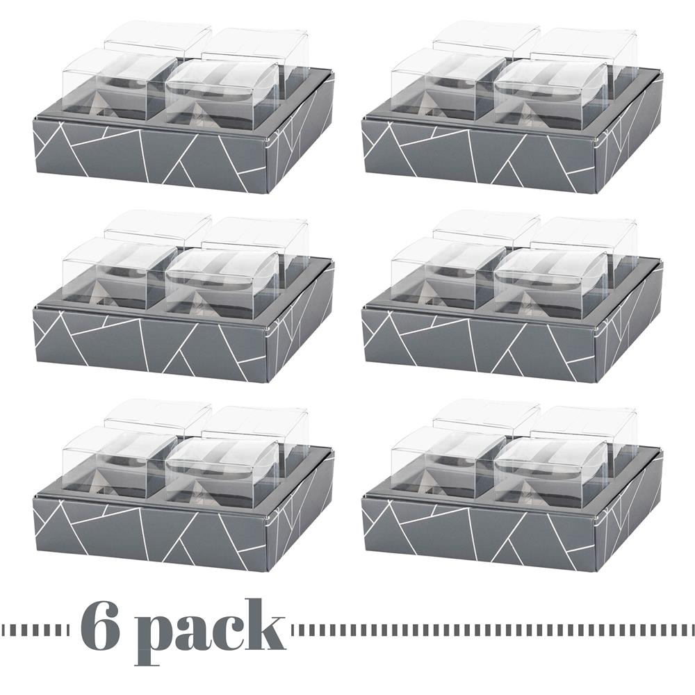 4 Square Shaped Clear Boxes With Square Tray Gray 5.4" X 5.45" X 1.2"