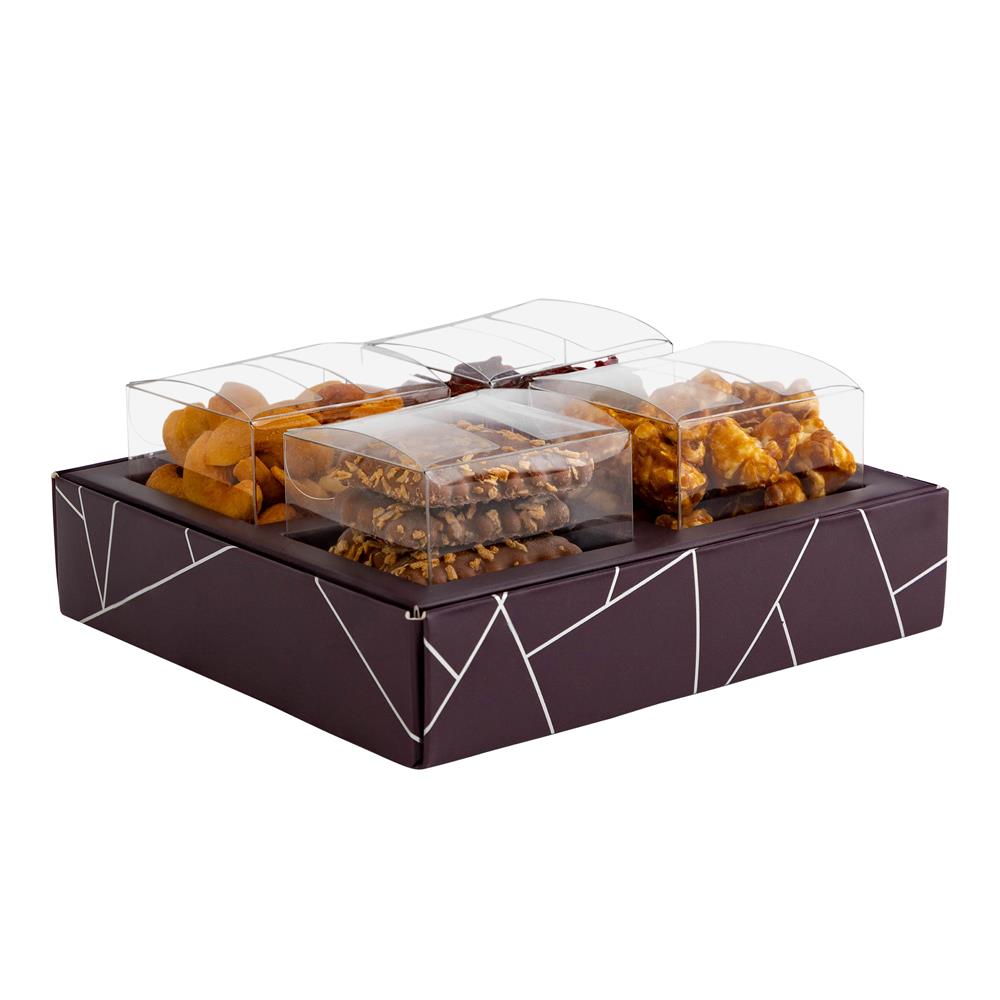 4 Square Shaped Clear Boxes With Square Tray Purple 5.4" X 5.45" X 1.2"