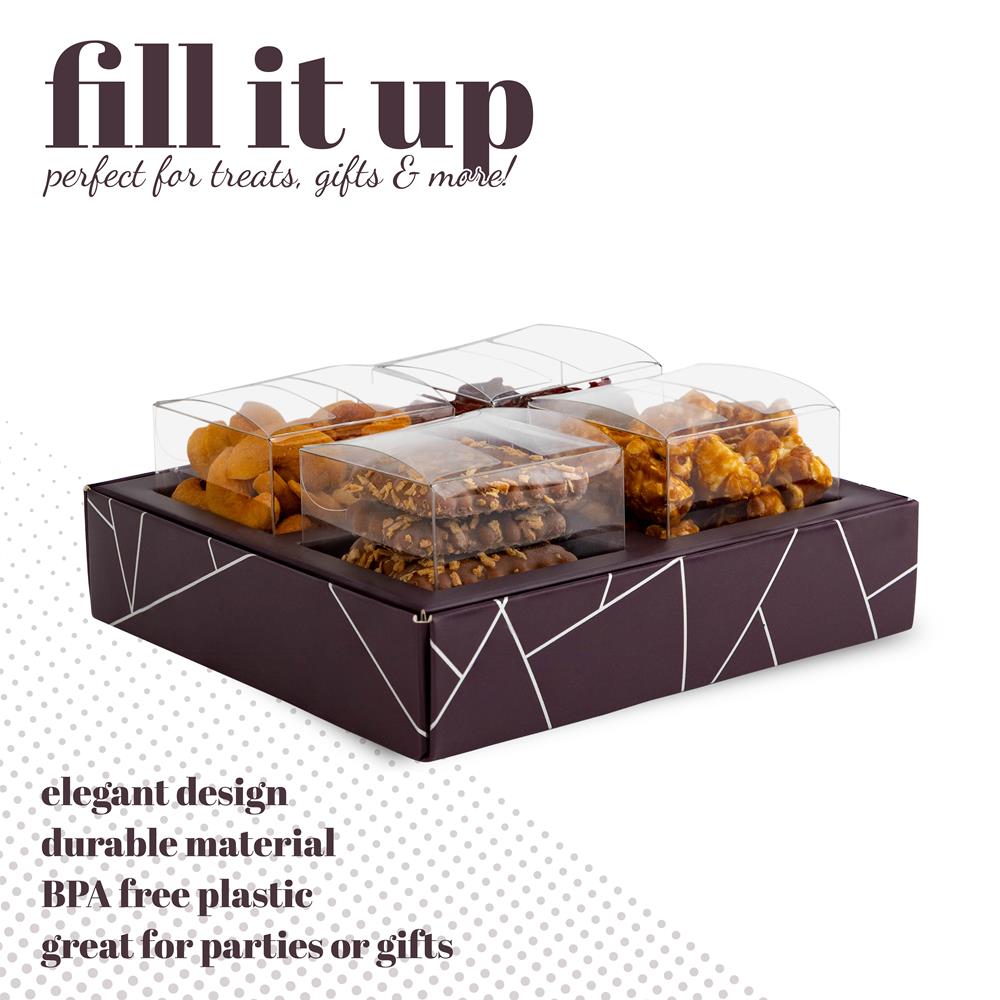 4 Square Shaped Clear Boxes With Square Tray Purple 5.4" X 5.45" X 1.2"