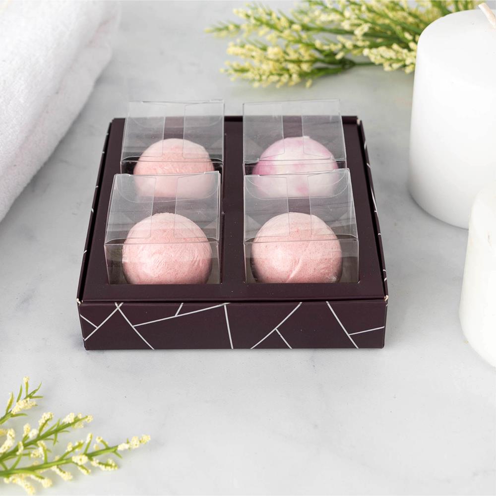 4 Square Shaped Clear Boxes With Square Tray Purple 5.4" X 5.45" X 1.2"