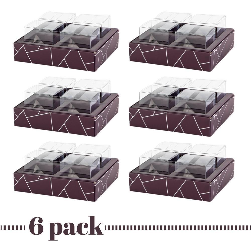 4 Square Shaped Clear Boxes With Square Tray Purple 5.4" X 5.45" X 1.2"