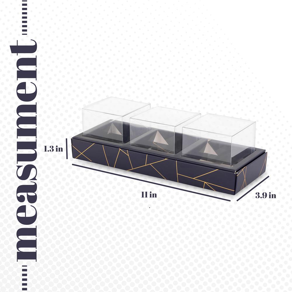 3 Square Shaped Clear Boxes With Rectangle Tray Blue 11" X 3.9" X 1.3"