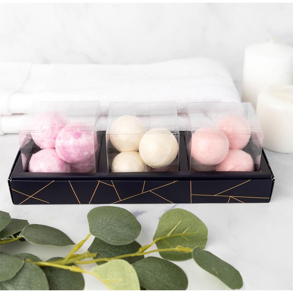 3 Square Shaped Clear Boxes With Rectangle Tray Blue 11" X 3.9" X 1.3"