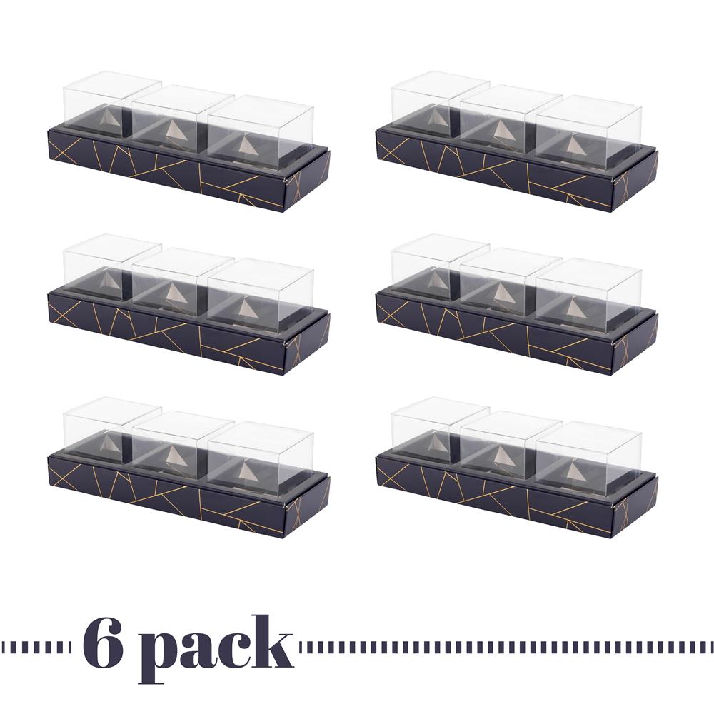 3 Square Shaped Clear Boxes With Rectangle Tray Blue 11" X 3.9" X 1.3"