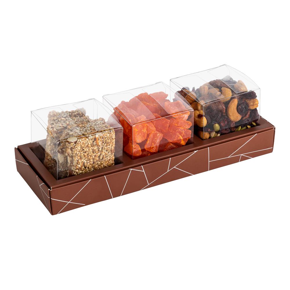 Square Shaped Clear Boxes With Rectangle Tray Brown 11" X 3.9" X 1.3"