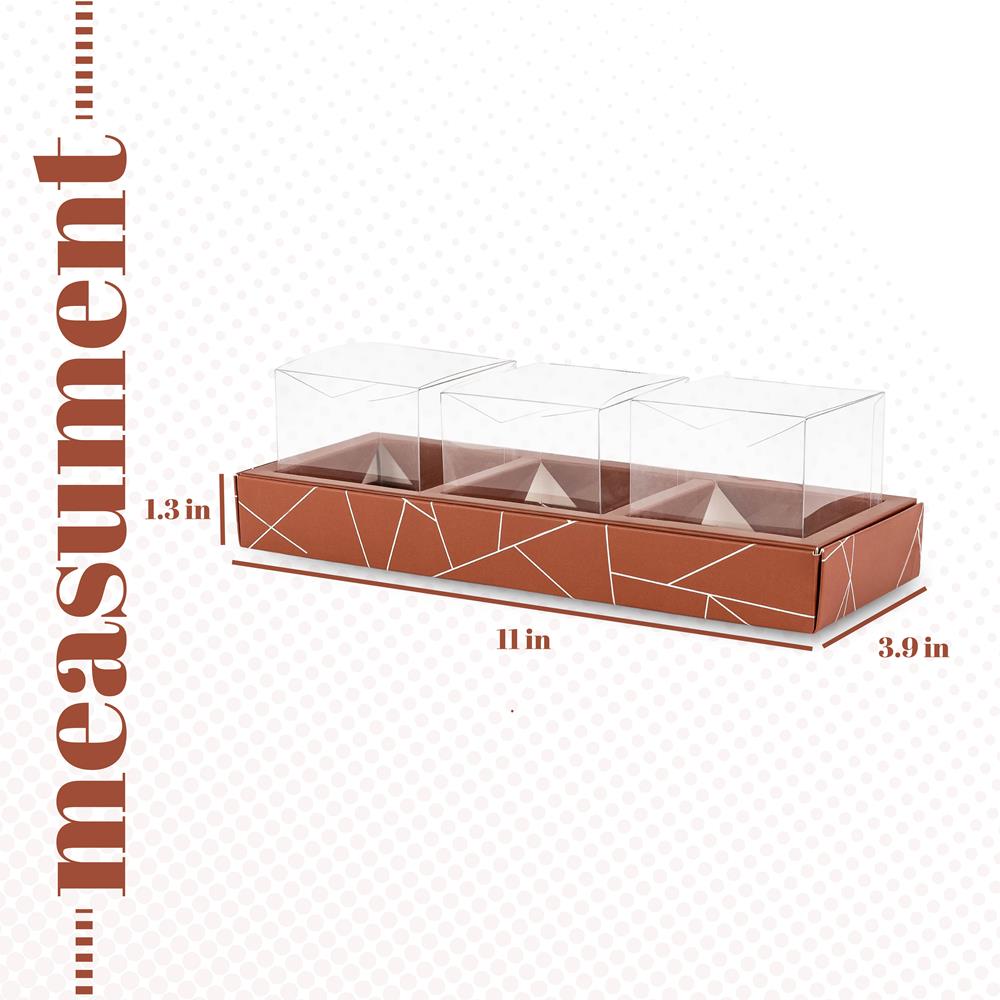 Square Shaped Clear Boxes With Rectangle Tray Brown 11" X 3.9" X 1.3"