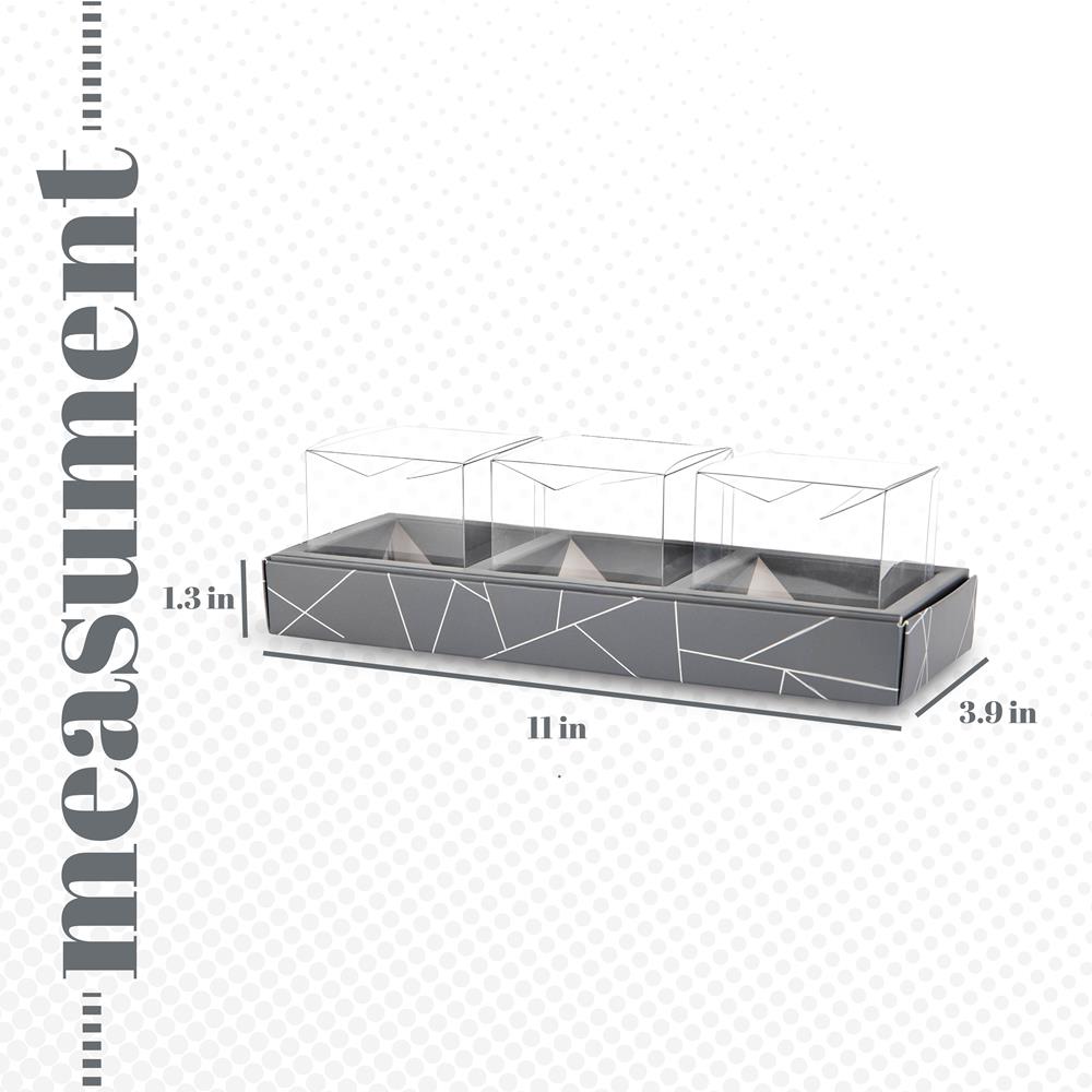 Square Shaped Clear Boxes With Rectangle Tray Gray 11" X 3.9" X 1.3"