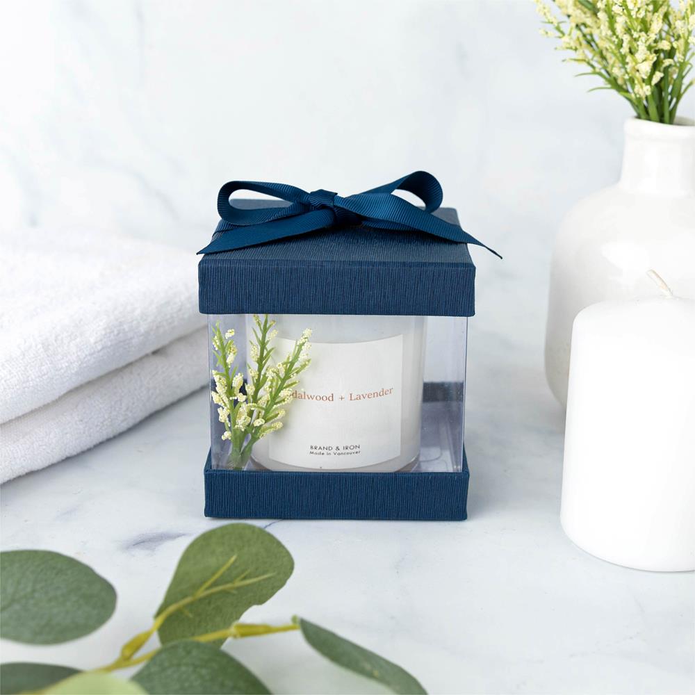 Plastic Gift Boxes Navy 4X4X4" 6 Pack Bakery Boxes With Base Lid & Ribbon