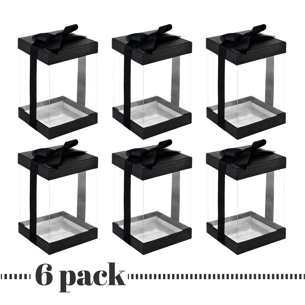 Plastic Gift Boxes 6 Pack Black 8X4X4"