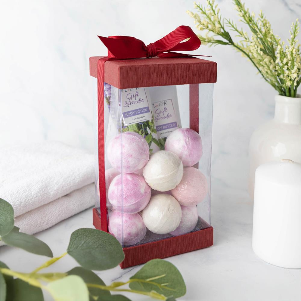 Plastic Gift Boxes Maroon 8X4X4" 6 Pack Bakery Boxes With Base Lid & Ribbon