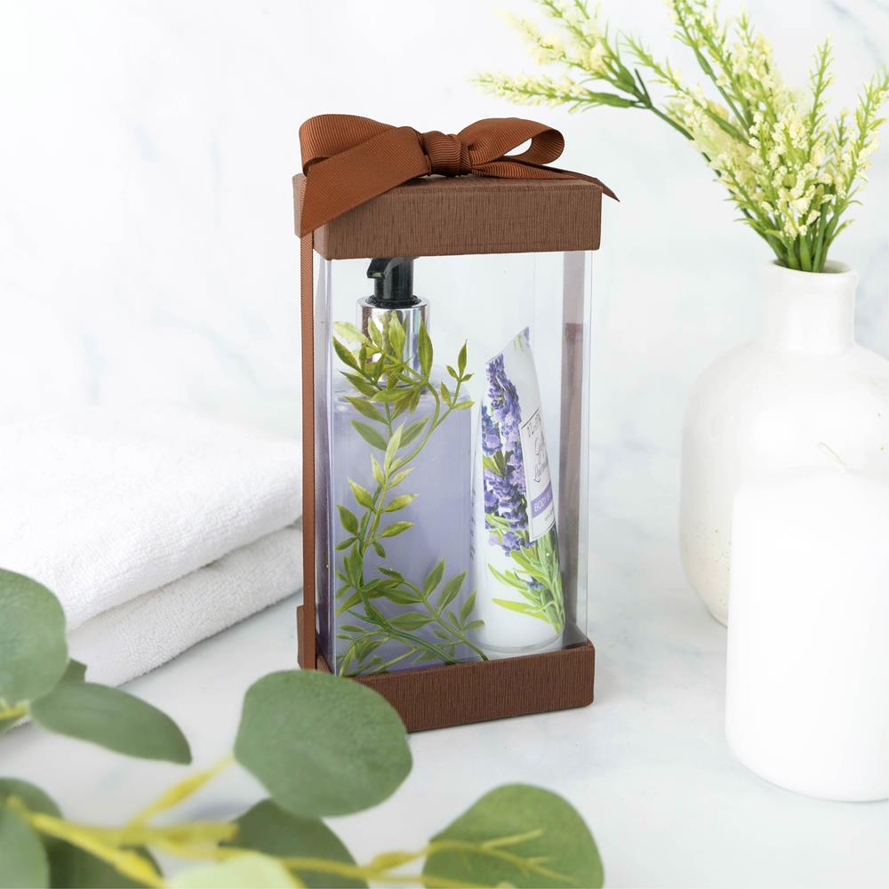 Plastic Gift Boxes Brown 7.5X3.75X2.5" 6 Pack Bakery Boxes With Base Lid & Ribbon