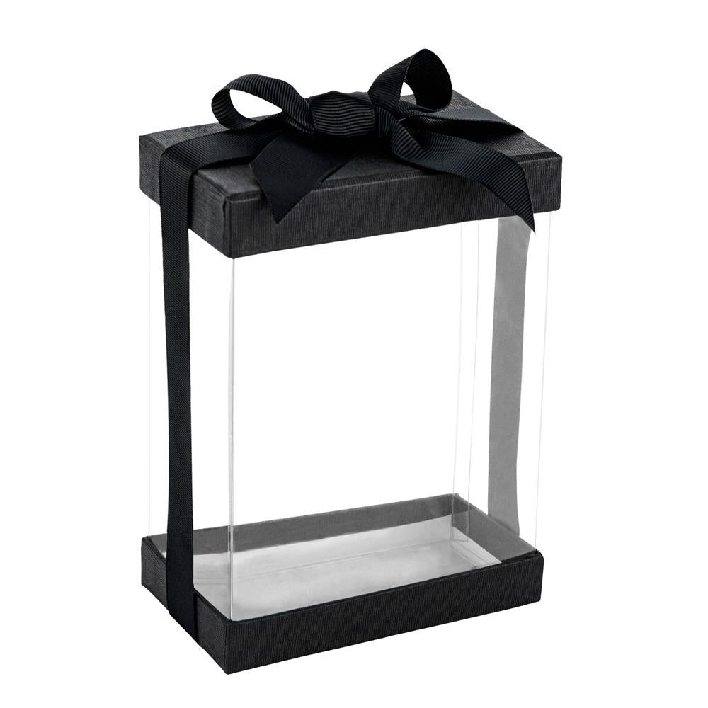 Clear Black 7X5X3" Gift Boxes 6 Pack Bakery Boxes With Base Lid & Ribbon