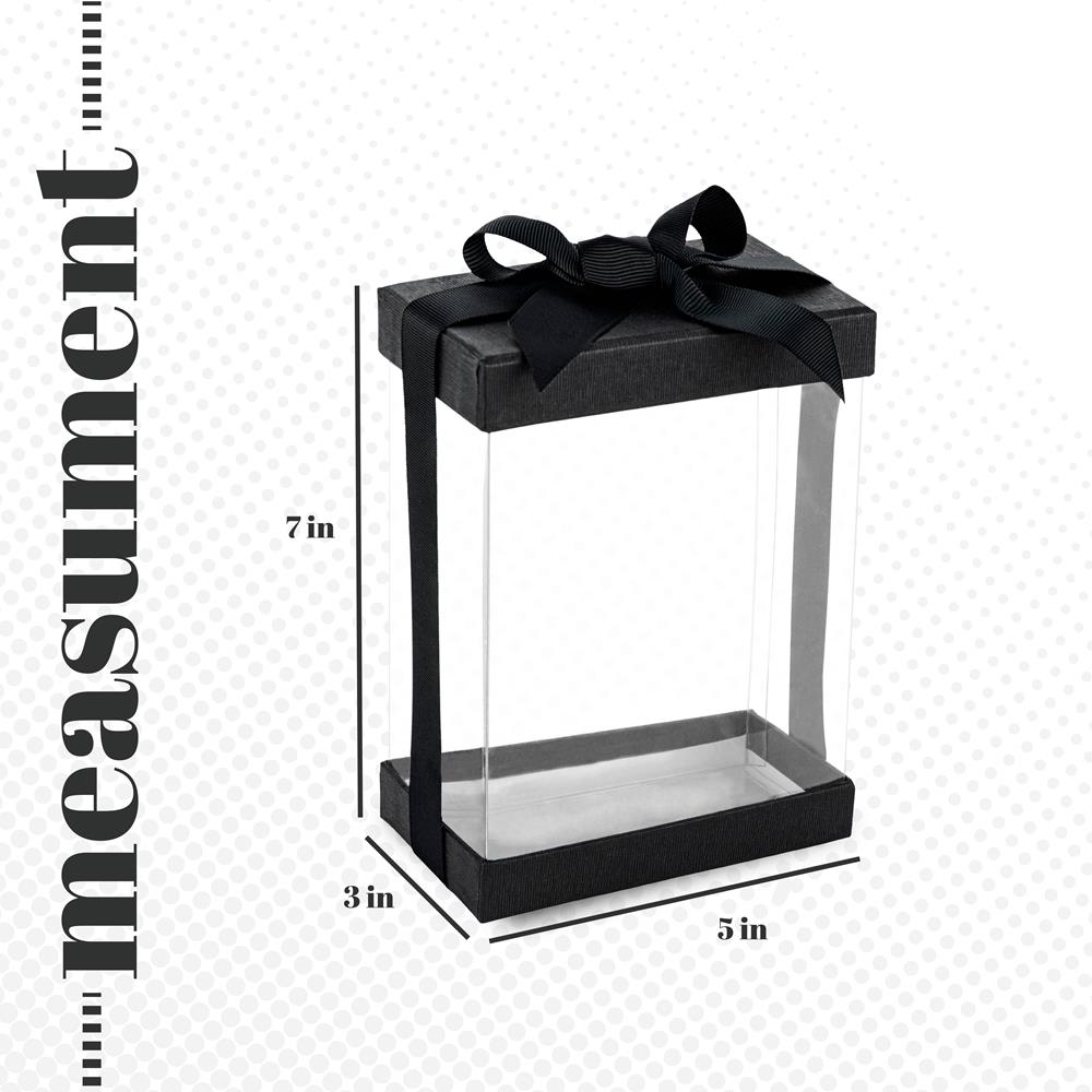 Clear Black 7X5X3" Gift Boxes 6 Pack Bakery Boxes With Base Lid & Ribbon