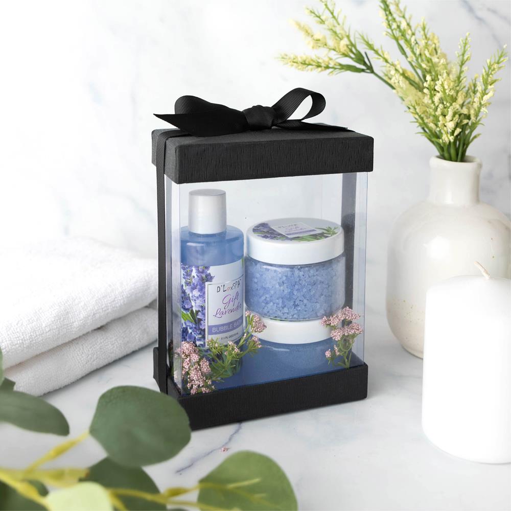 Clear Black 7X5X3" Gift Boxes 6 Pack Bakery Boxes With Base Lid & Ribbon