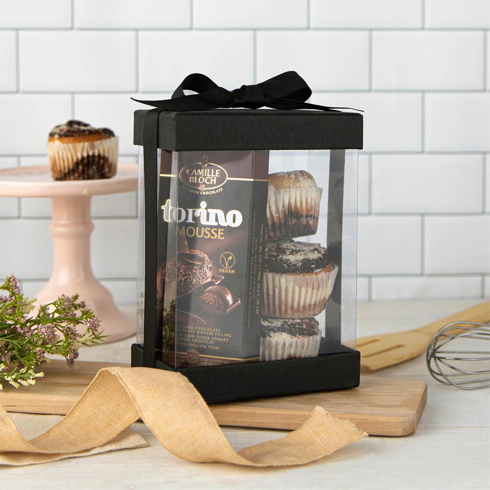 Clear Black 7X5X3" Gift Boxes 6 Pack Bakery Boxes With Base Lid & Ribbon