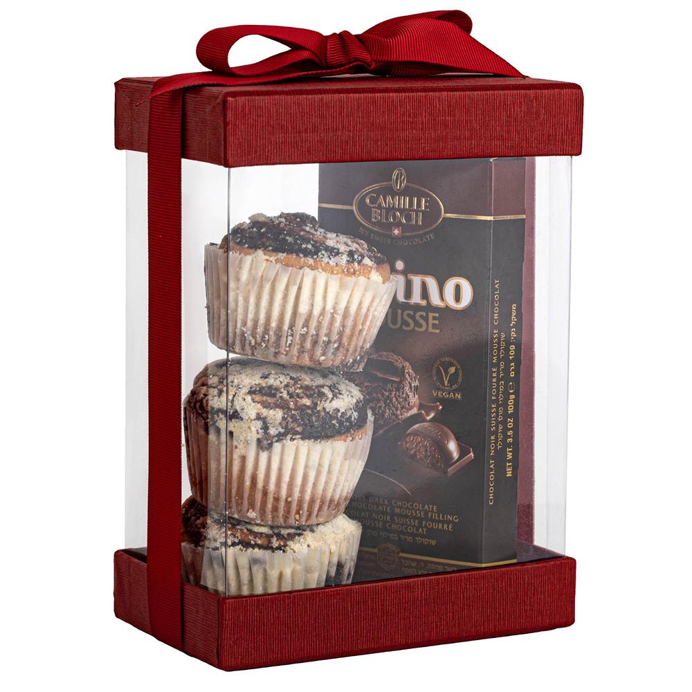 Clear Maroon 7X5X3" Gift Boxes 6 Pack Bakery Boxes With Base Lid & Ribbon
