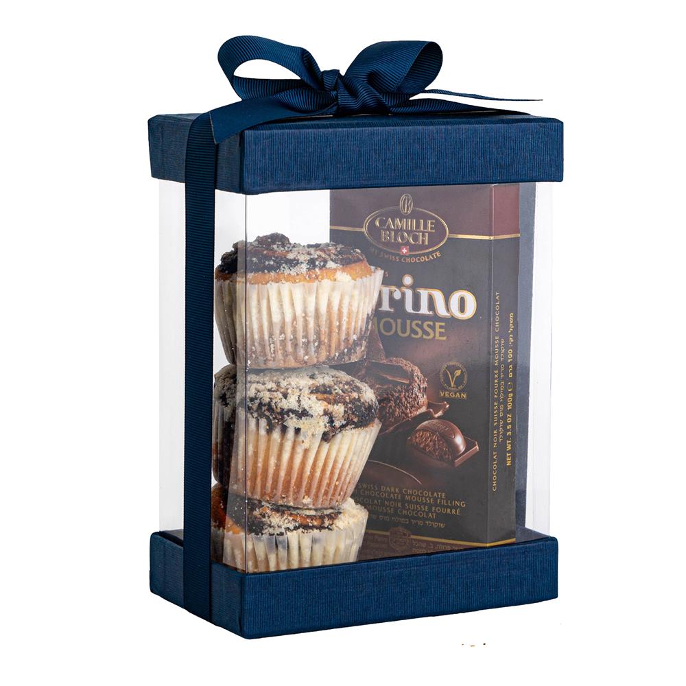 Clear Navy Blue 7X5X3 Gift Boxes 6 Pack Bakery Boxes With Base Lid & Ribbon