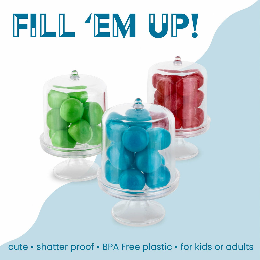 Mini Cake Dish Shaped Acrylic Candy Boxes 8 Pack 2.125"X3.5"