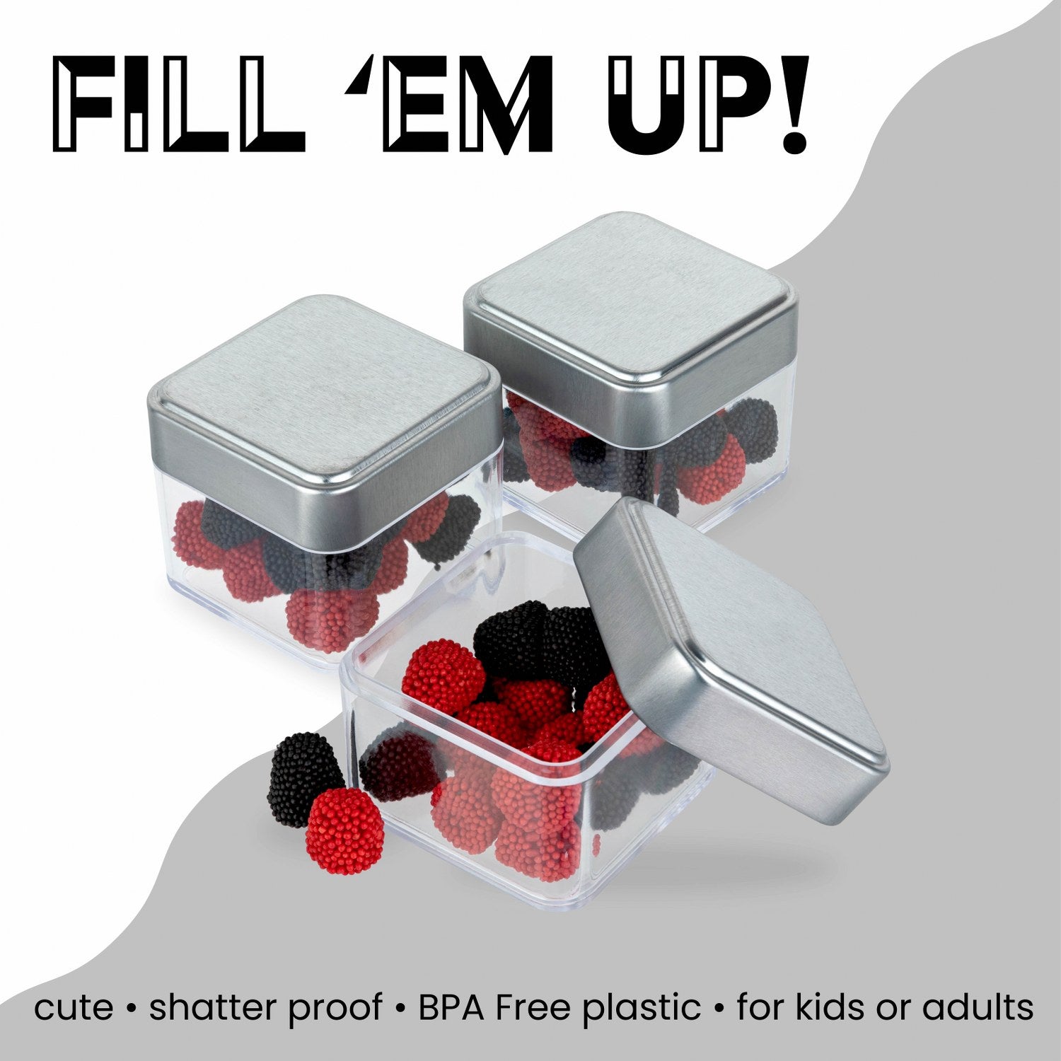 Square Box Shaped Acrylic Candy Boxes 12 Pack 2.125"X2.125"X1.875"