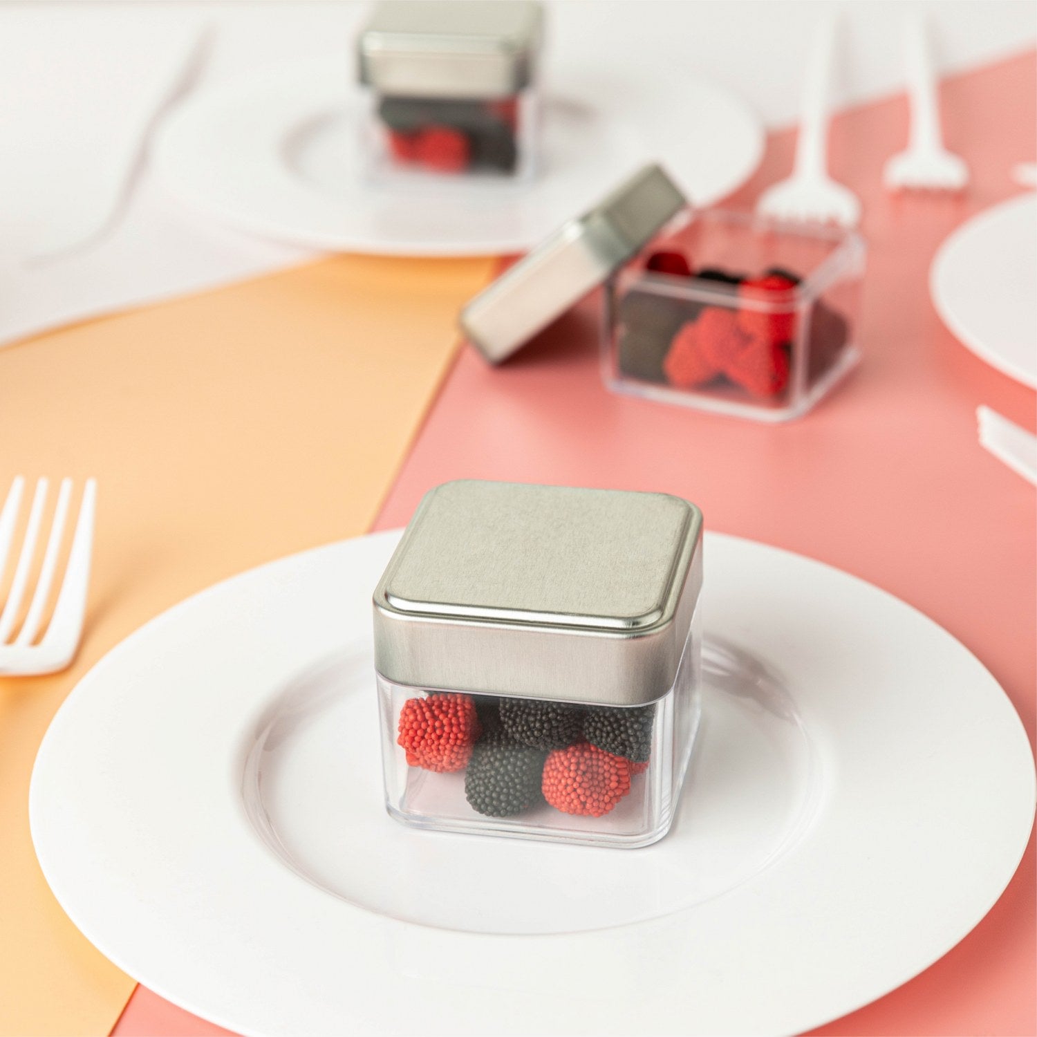 Square Box Shaped Acrylic Candy Boxes 12 Pack 2.125"X2.125"X1.875"