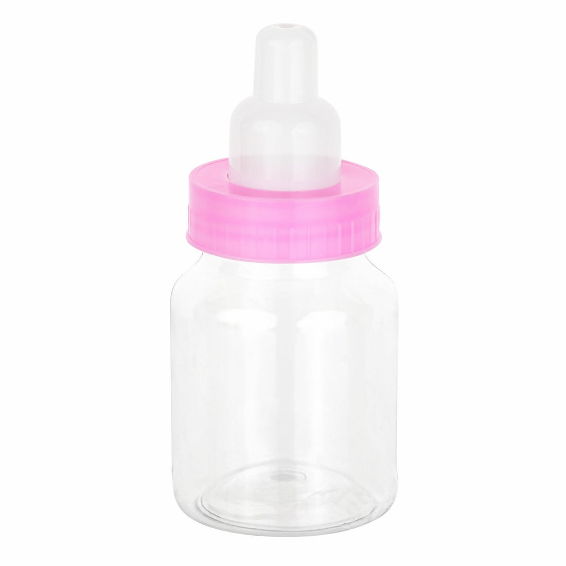 Pink Baby Girl Bottle Shaped Acrylic Candy Boxes 36 Pack 1.5"X3.5"