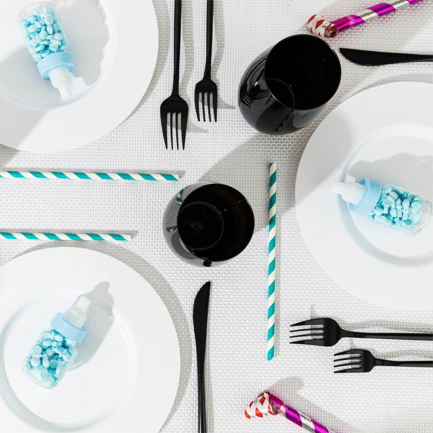 Blue Baby Boy Bottle Shaped Acrylic Candy Boxes 36 Pack 1.5"X3.5"