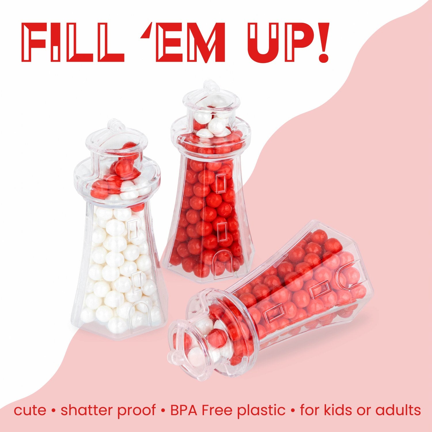 Light House Shaped Acrylic Candy Boxes 12 Pack 3.62"X1.88"X1.65"