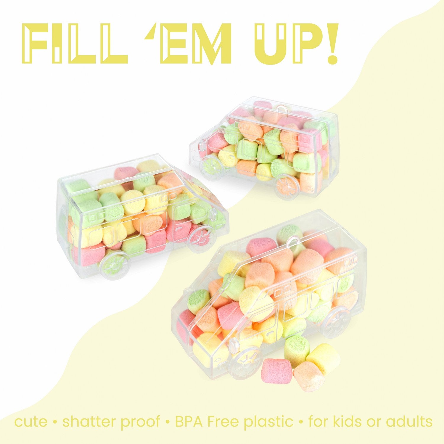 Bus Shaped Acrylic Candy Boxes 8 Pack 2.04"X4.13"X1.65" P