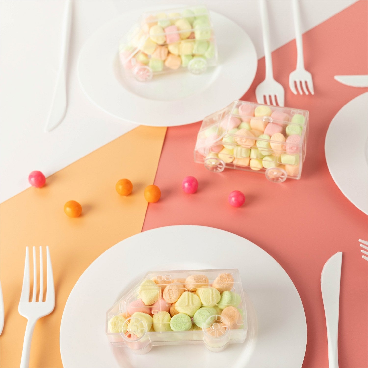 Bus Shaped Acrylic Candy Boxes 8 Pack 2.04"X4.13"X1.65" P