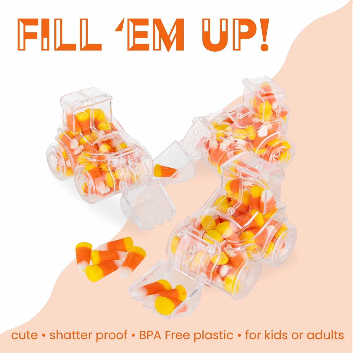 Tractor Shaped Acrylic Candy Boxes 6 Pack 3.22"X2.83"X2.28"