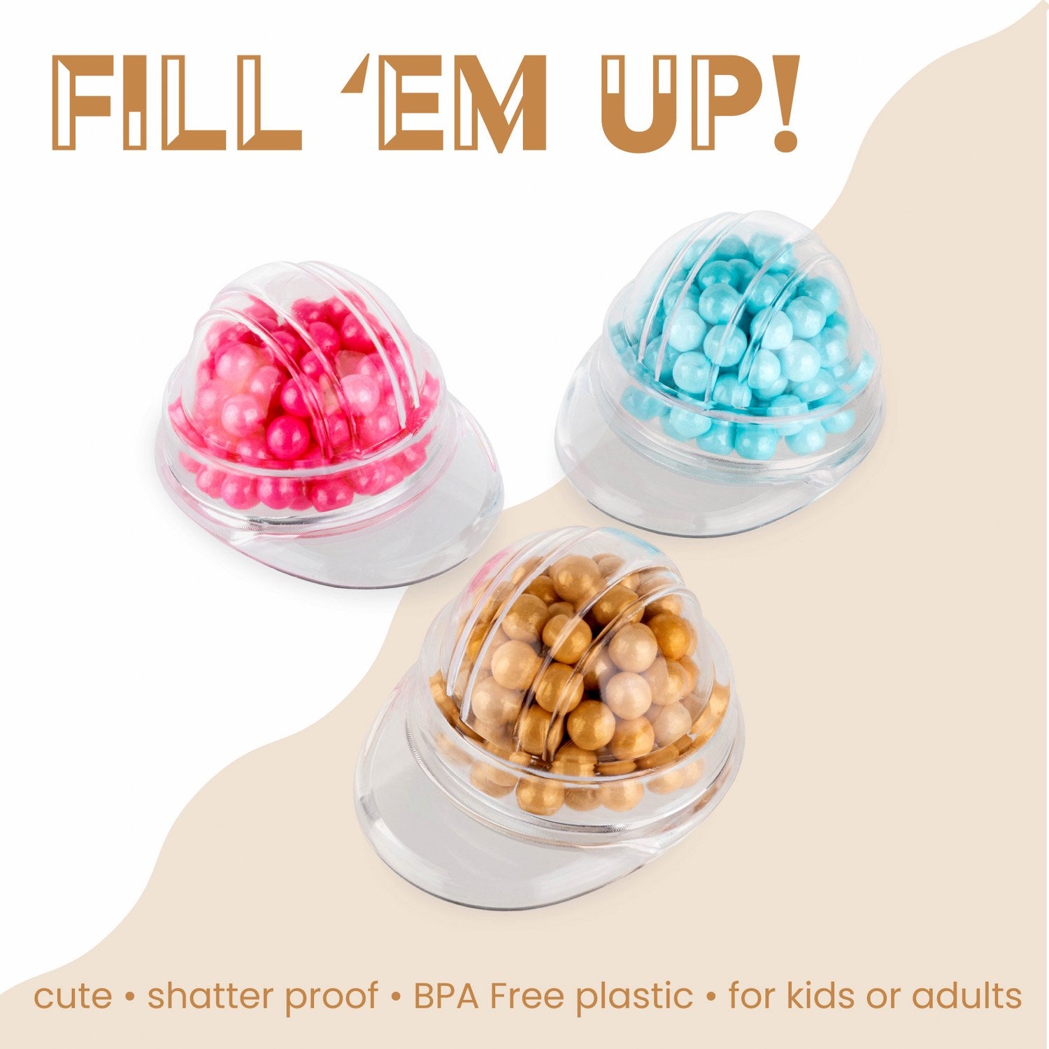 Cap Shaped Acrylic Candy Boxes 12 Pack 1.33"X2.59"X2.04"