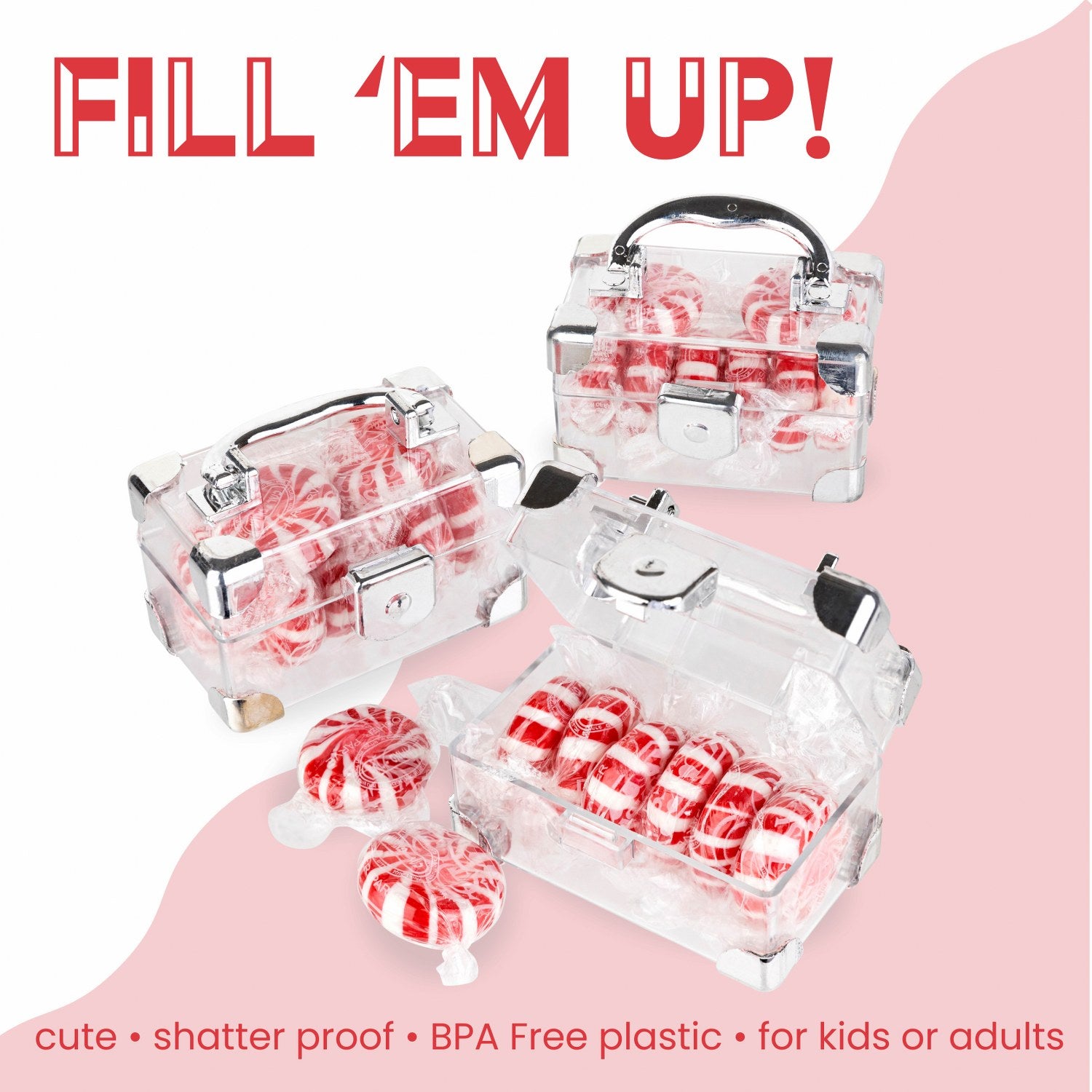 Treasure Chest Box Shaped Acrylic Candy Boxes 8 Pack 2.75"X1.65"X1.57"