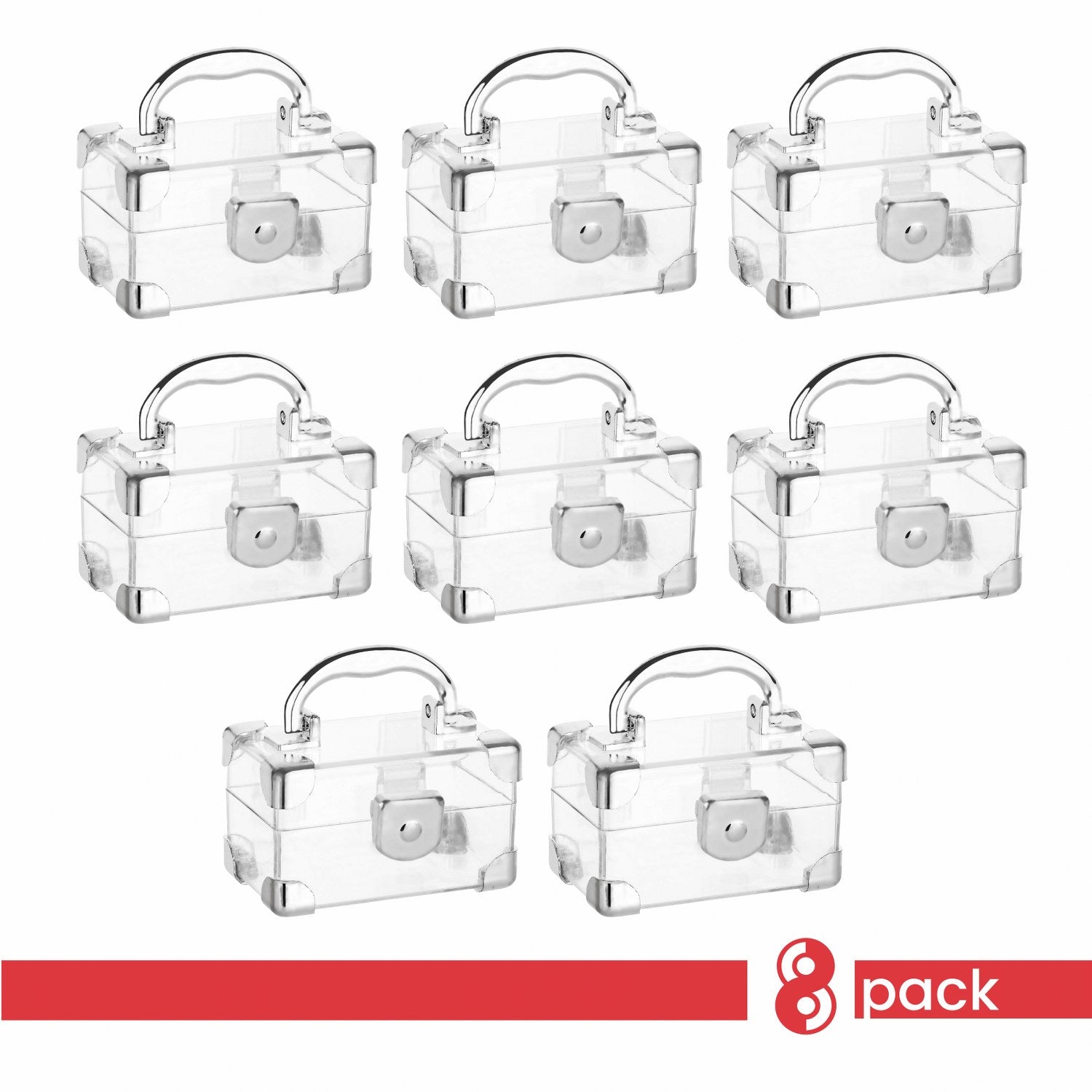 Treasure Chest Box Shaped Acrylic Candy Boxes 8 Pack 2.75"X1.65"X1.57"