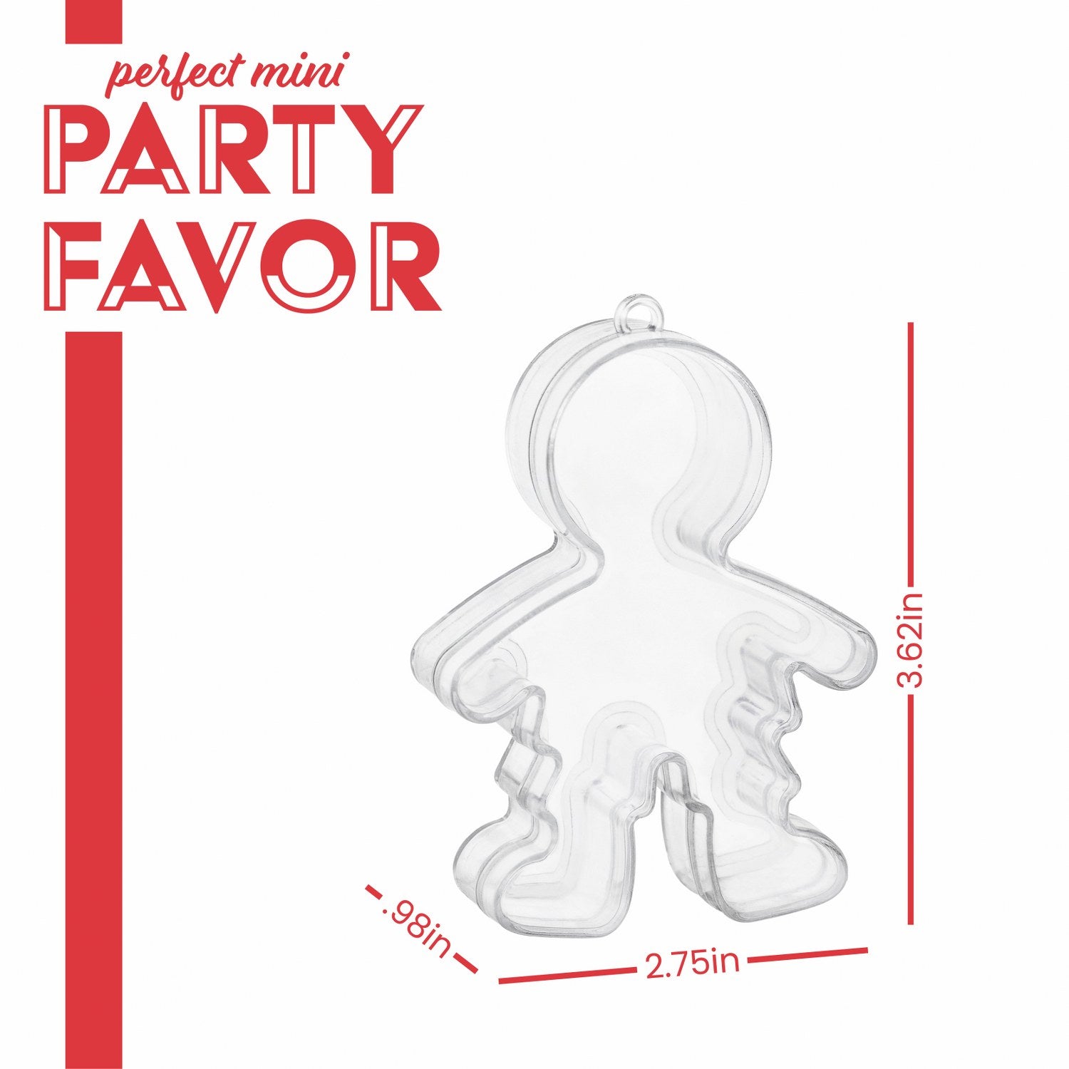 Ginger Bread Boy Shaped Acrylic Candy Boxes 12 Pack 2.75"X3.62"X0.98"