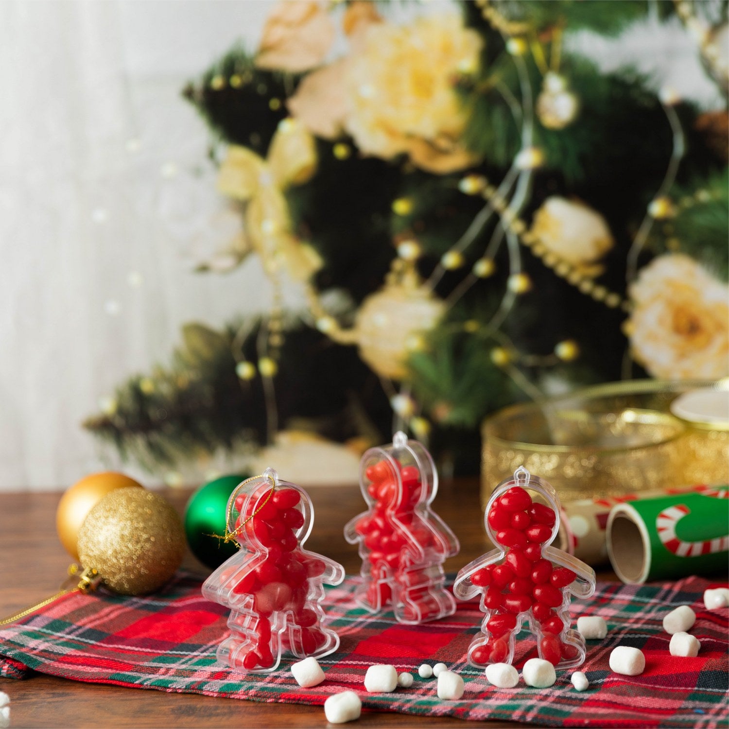 Ginger Bread Boy Shaped Acrylic Candy Boxes 12 Pack 2.75"X3.62"X0.98"