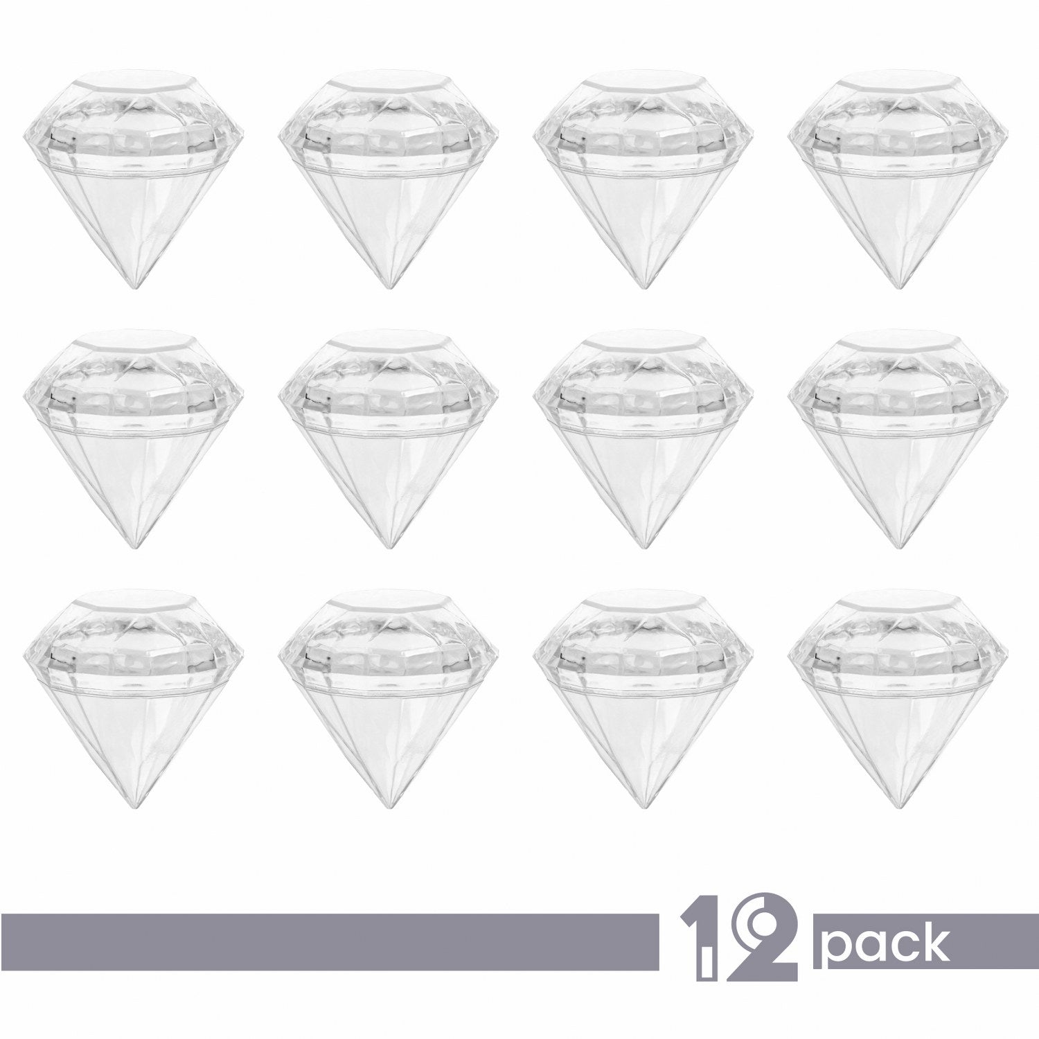 Diamond Shaped Acrylic Candy Boxes 12 Pack 2.75"x2.75"x2.75"