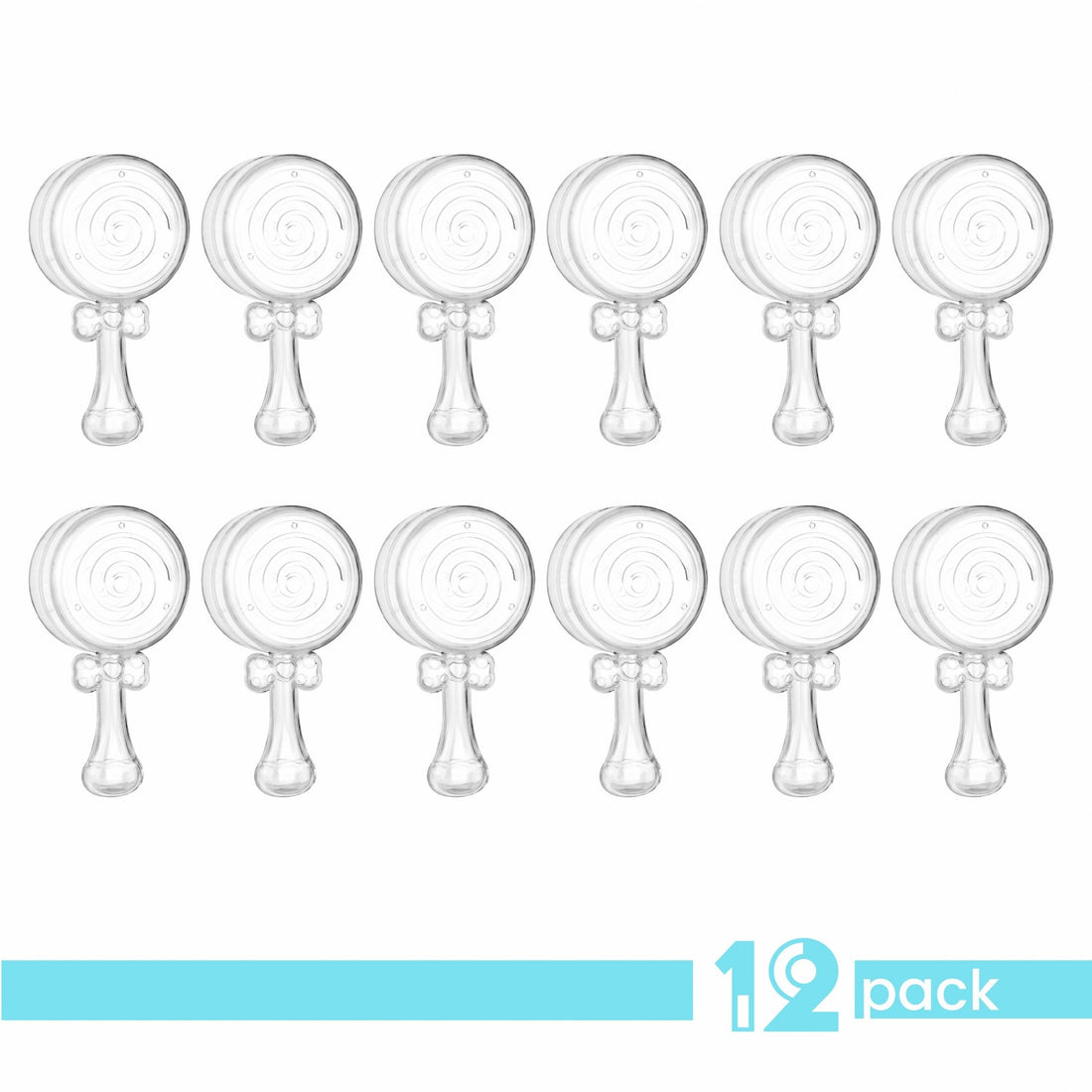 Baby Rattle Shaped Acrylic Candy Boxes 12 Pack 4.01"X1.88"X1.07"