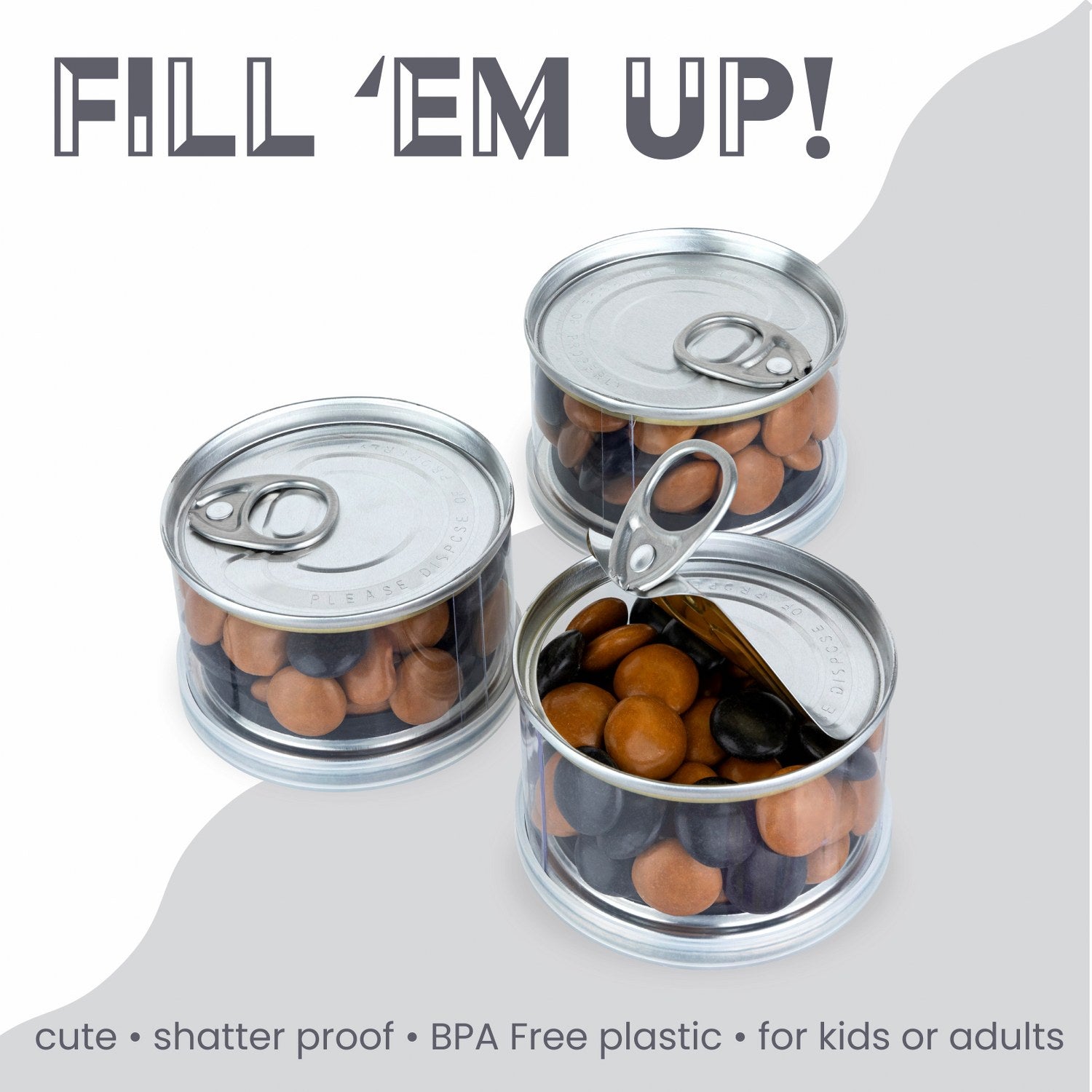 Tin Can Box Shaped Acrylic Candy Boxes 12 Pack 2.63"X1.65"