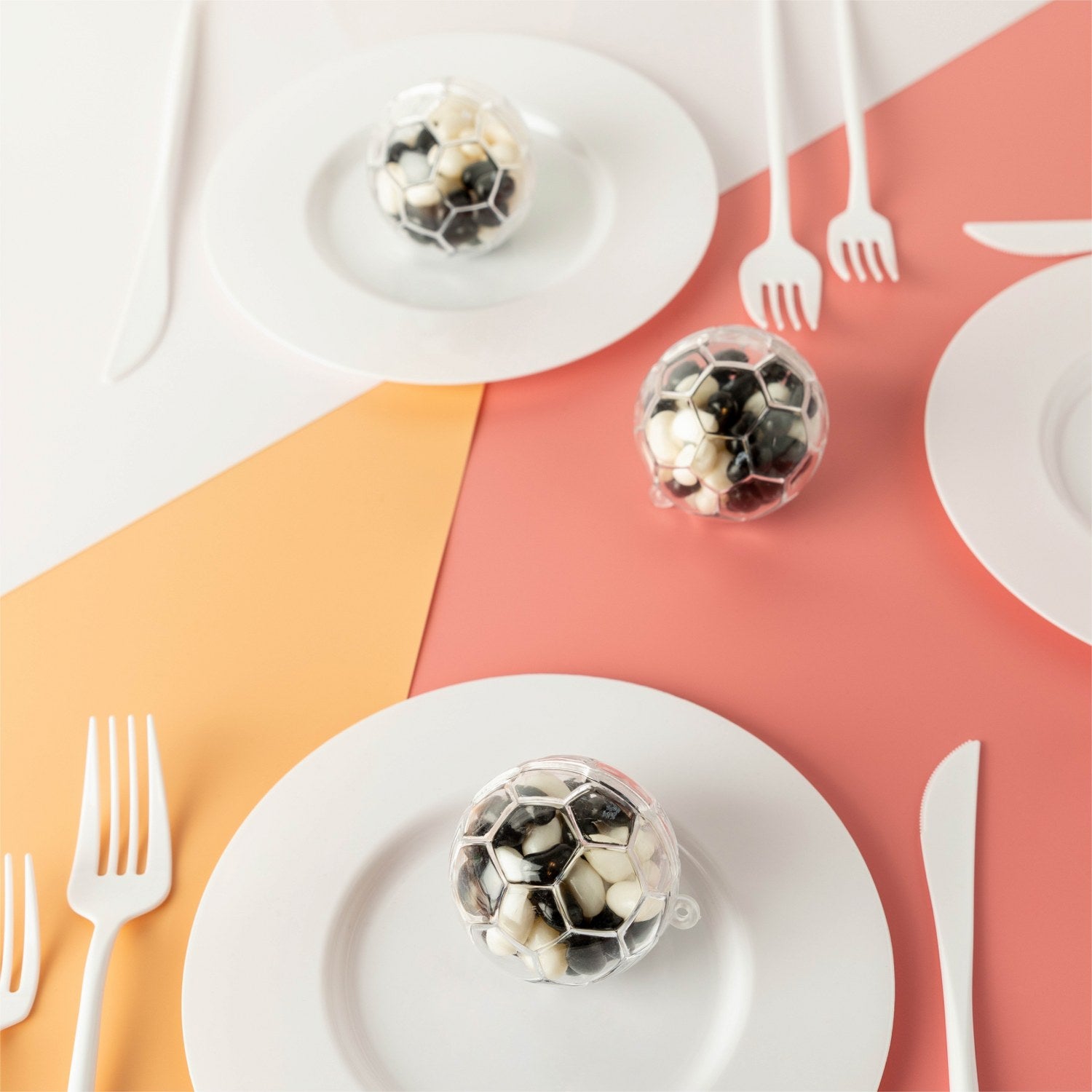 Soccer Ball Shaped Acrylic Candy Boxes 12 Pack 2.36"