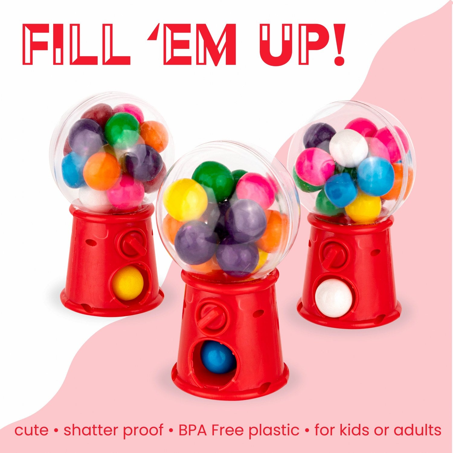 Gumball Machine Shaped Acrylic Candy Boxes 12 Pack 3.53"X2.05"