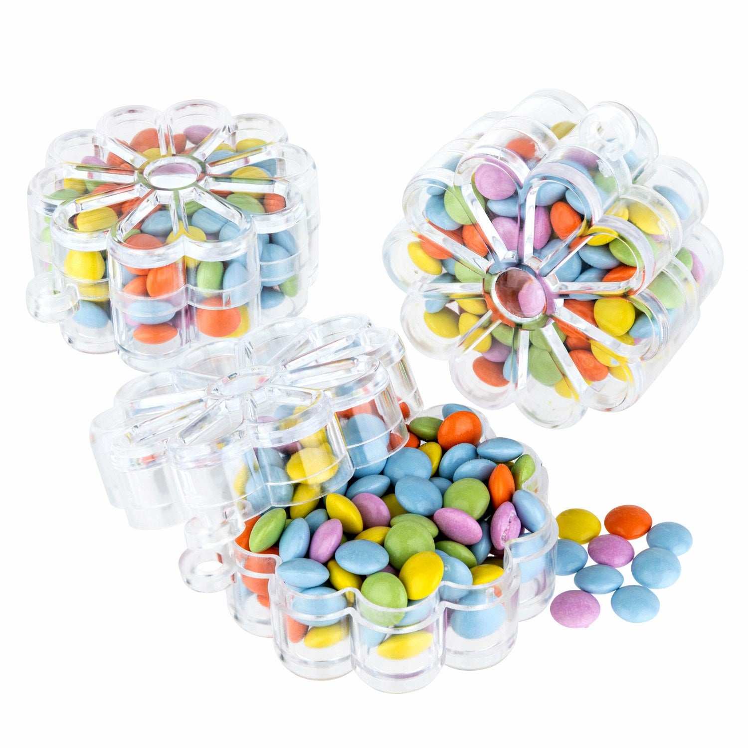 Flower Shaped Acrylic Candy Boxes 12 Pack 2.16"X2.16"X1.18"