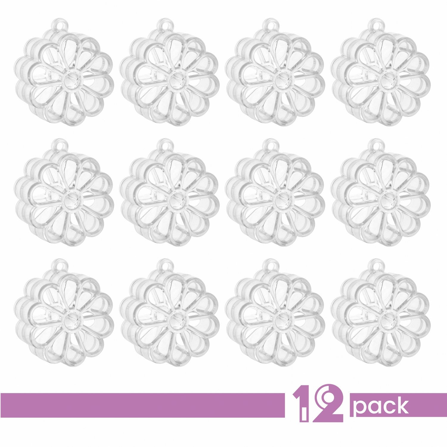 Flower Shaped Acrylic Candy Boxes 12 Pack 2.16"X2.16"X1.18"