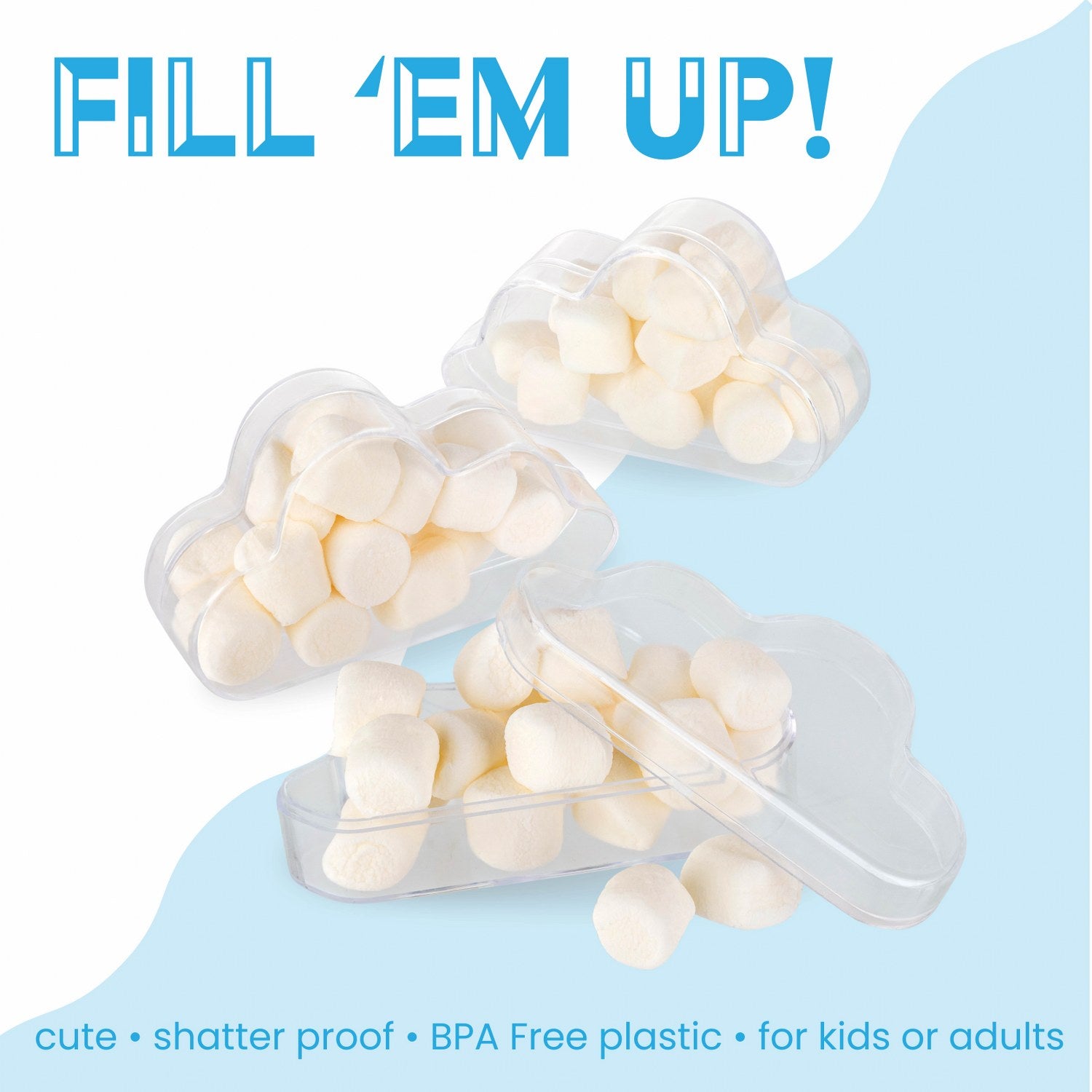 Cloud Shaped Acrylic Candy Boxes 12 Pack 3.07"X1.77"X0.98"