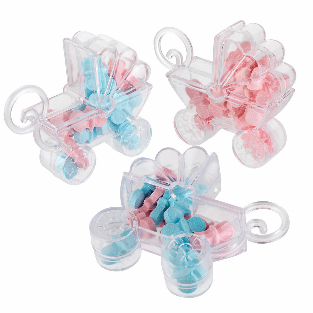 Baby Carriage Shaped Acrylic Candy Boxes 12 Pack 2.75"X2.75"X0.71"