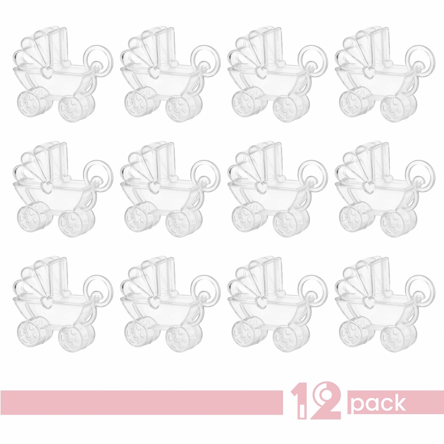 Baby Carriage Shaped Acrylic Candy Boxes 12 Pack 2.75"X2.75"X0.71"