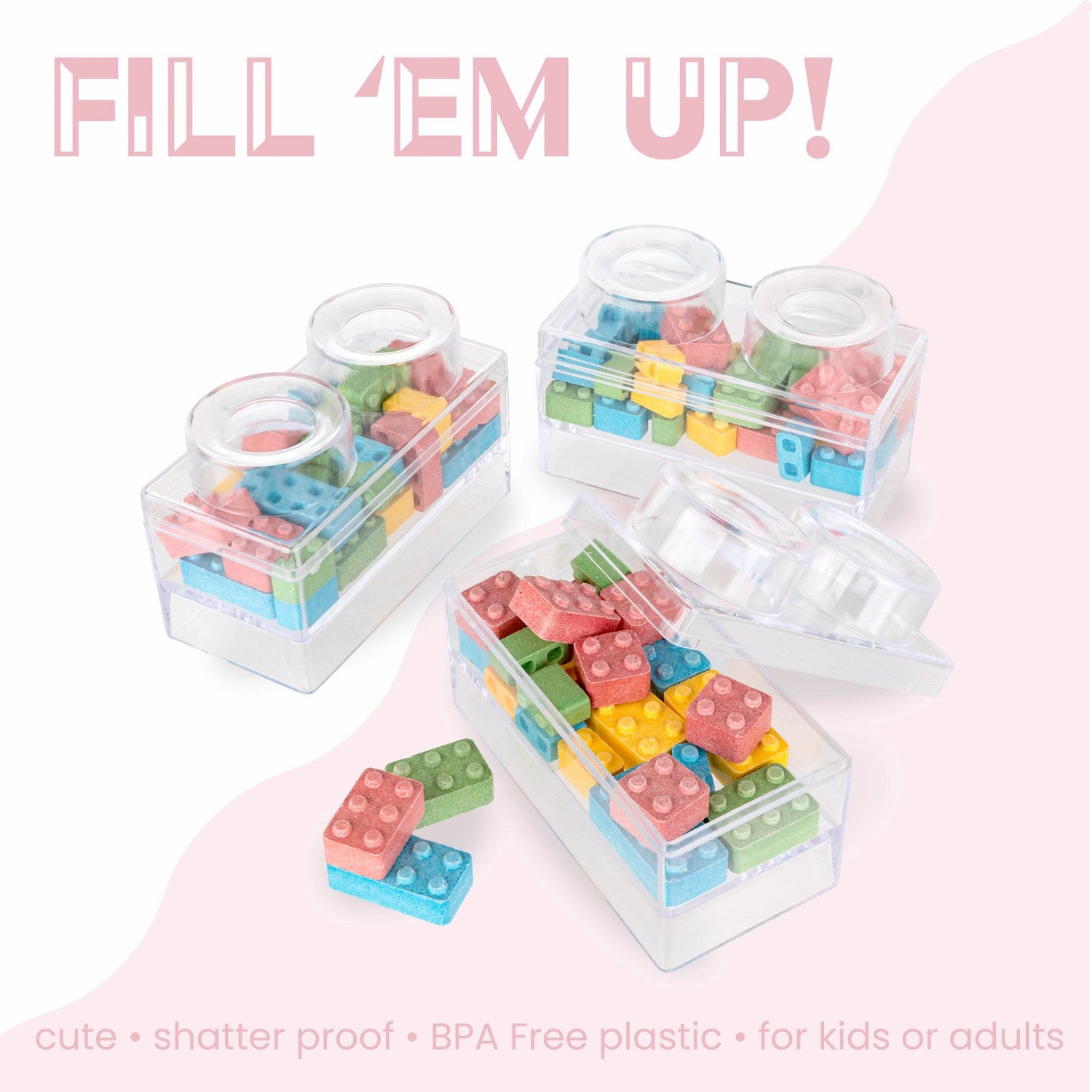 Block Toy Shaped Acrylic Candy Boxes 8 Pack 3.74"X1.96"X2.36"