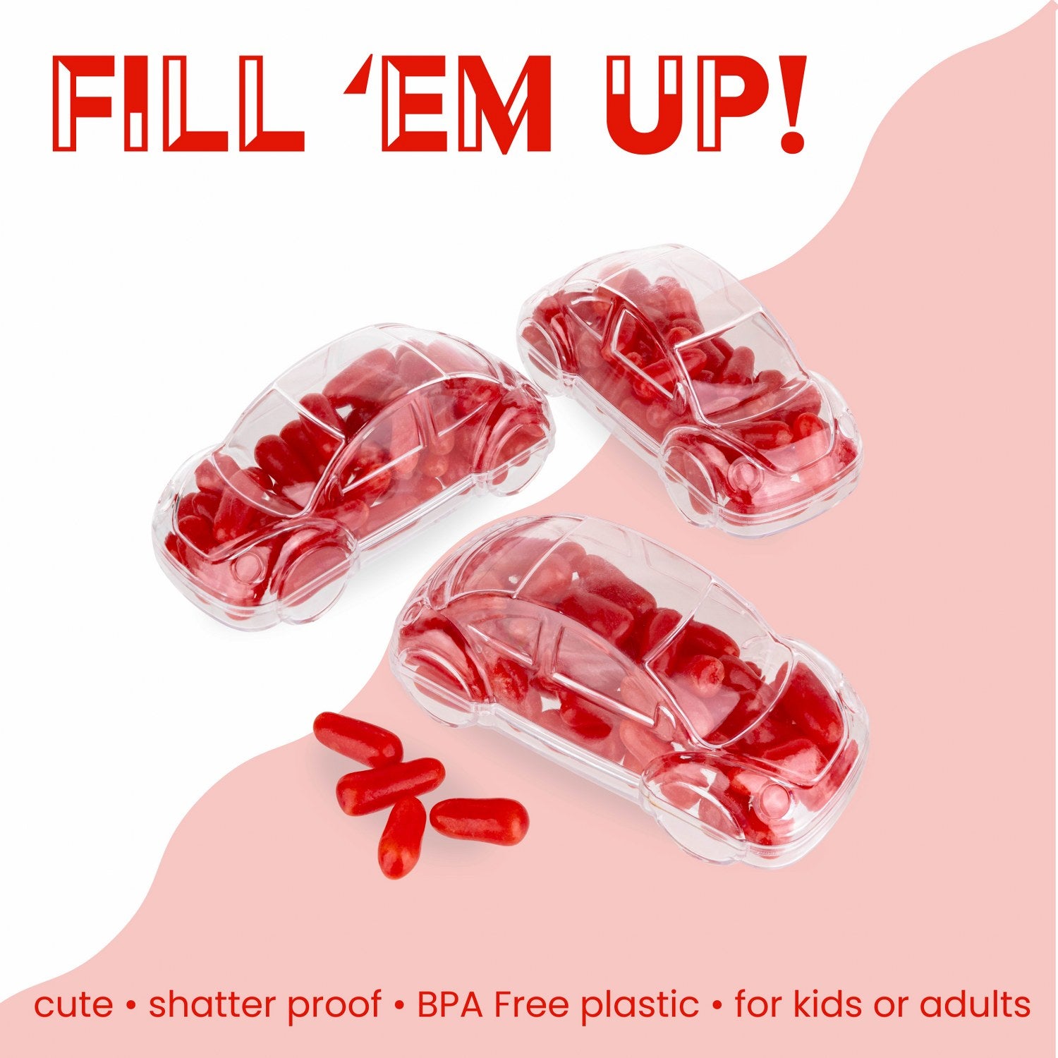 Car Shaped Acrylic Candy Boxes 8 Pack 4.56"X1.65"