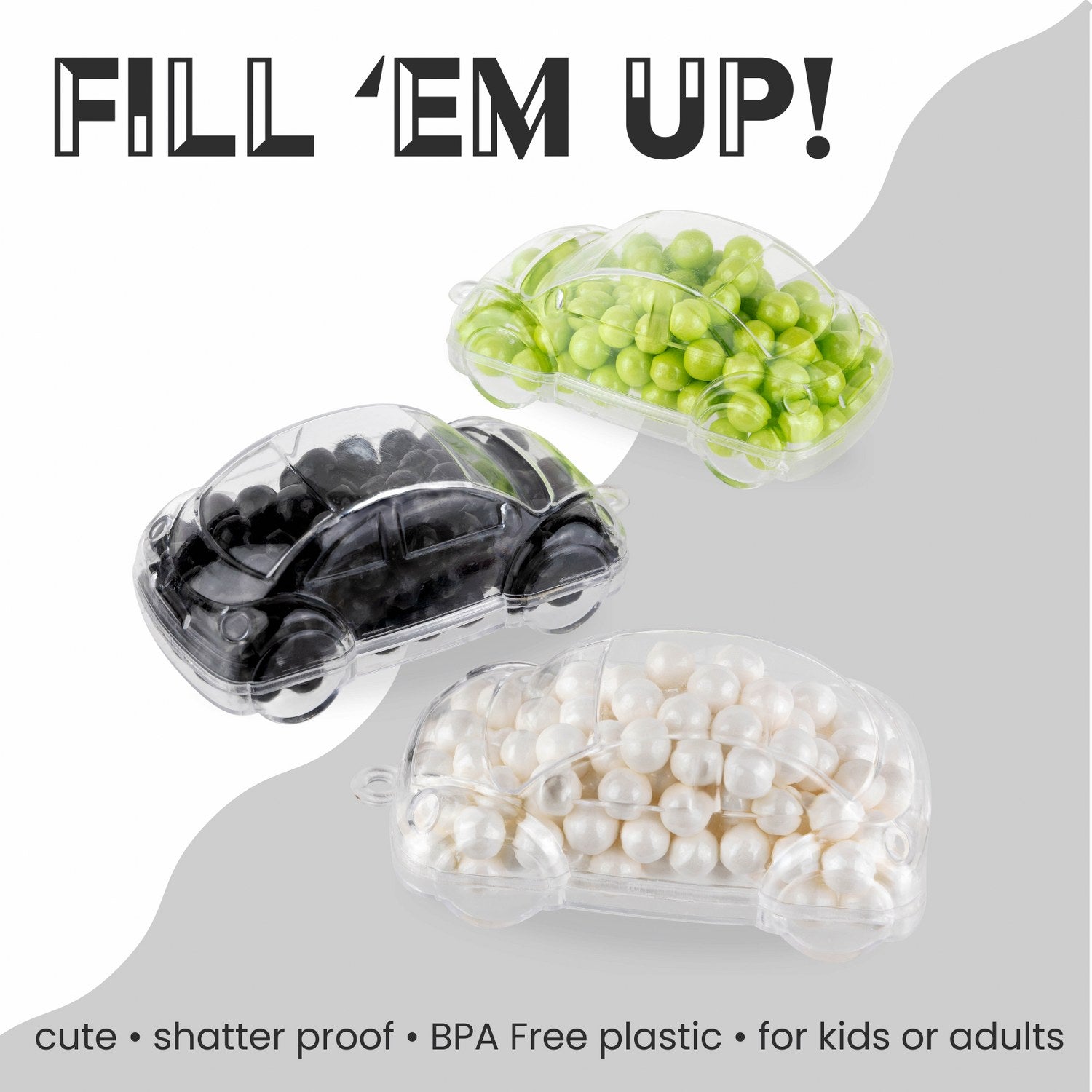 Car Shaped Acrylic Candy Boxes 12 Pack 2.95"X1.49"X1.1"