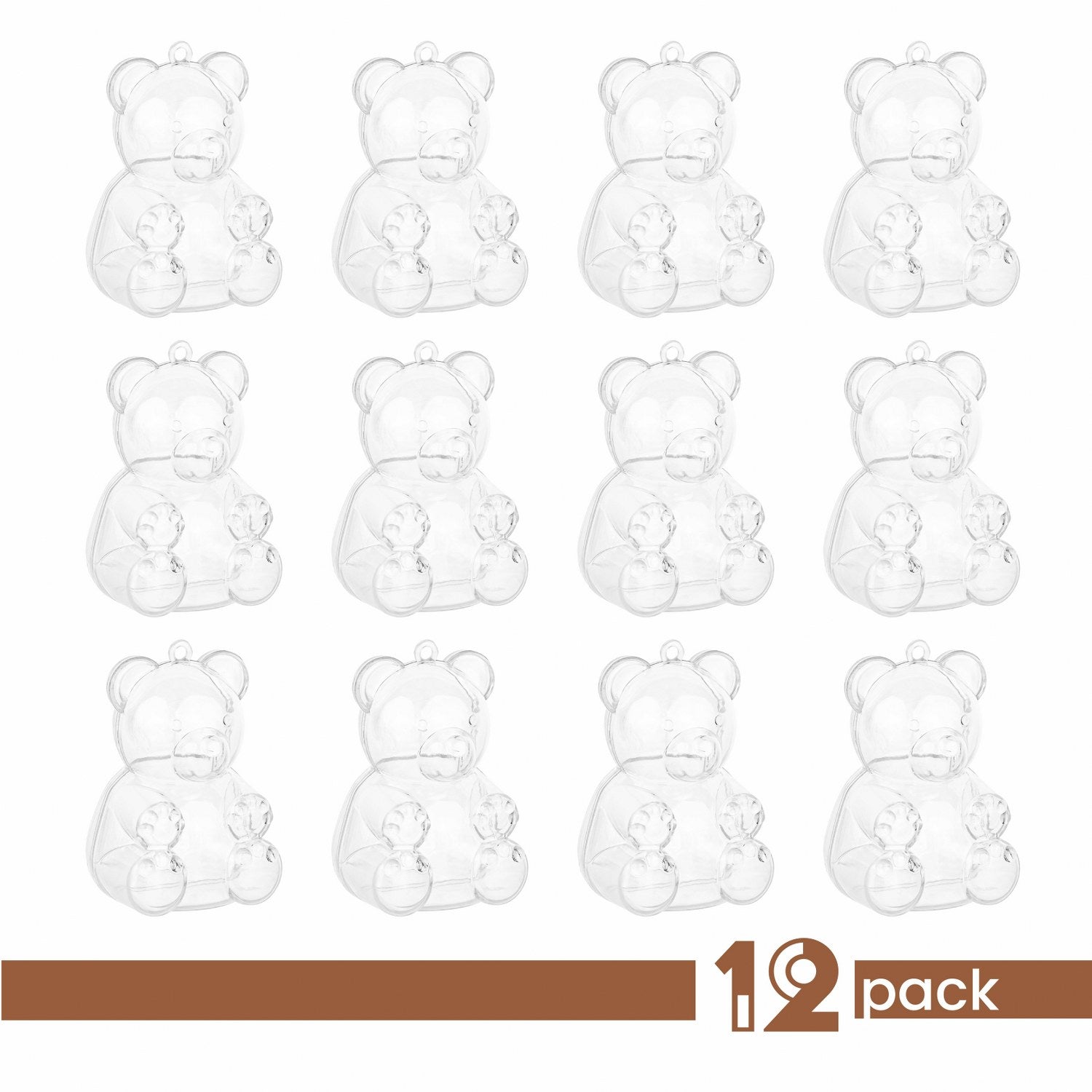 Bear Shaped Acrylic Candy Boxes 12 Pack 1.96"X1.77"X2.75"